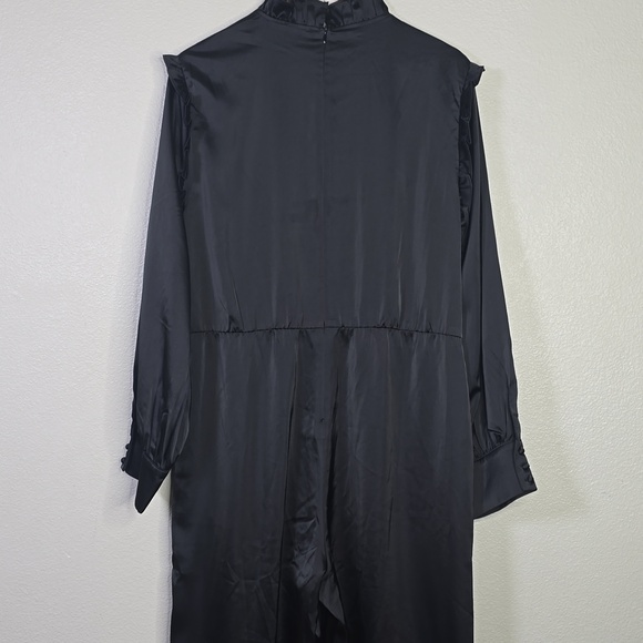 Disturbia Pintuck Rufflw Black Long Sleeve Ruffle- Jumpsuit Size 12 Belt Missing - Picture 10 of 13